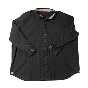 Robert Graham Floral Paisley Black Classic Fit Button Front Shirt size 4XL